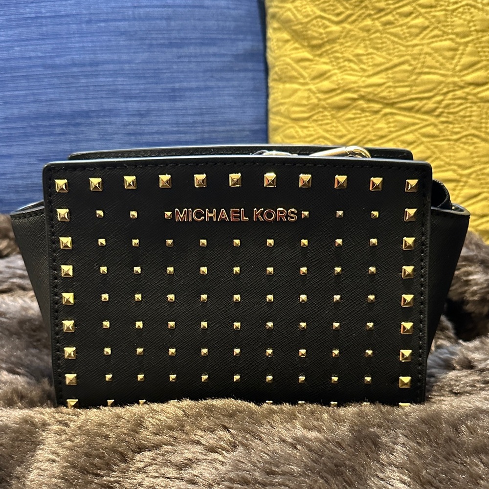 Michael Kors Black and Gold Studded Bag